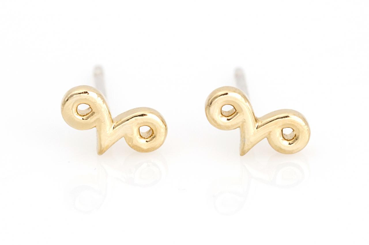 Aries Earrings Zodiac Stud Delicate Earrings Gold Plated Over Brass
